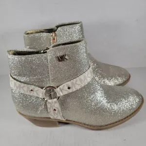 MICHAEL Michael Kors Avery Pamela Silver Glitter Western Booties Girls SZ 5