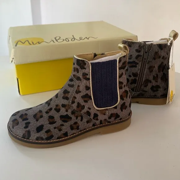 Mini Boden Leopard Print Booties