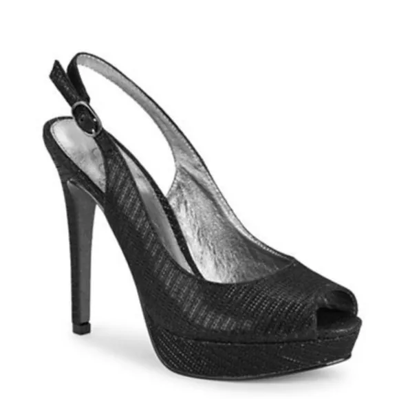 NEW! Adrianna Papell Rita Pump Peep Toe Slingback Platform Leather Black Size 11