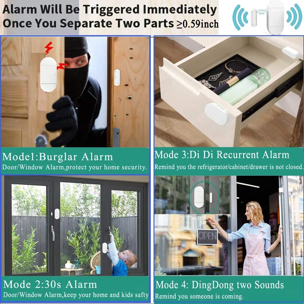 New EverNary Door Window Pool Alarm with Remote Control,2Pack 130dB Wireless Magnetic Sensor Anti-Theft Door Alarms for Kids Safety Home Store Garage Apartment Business Security