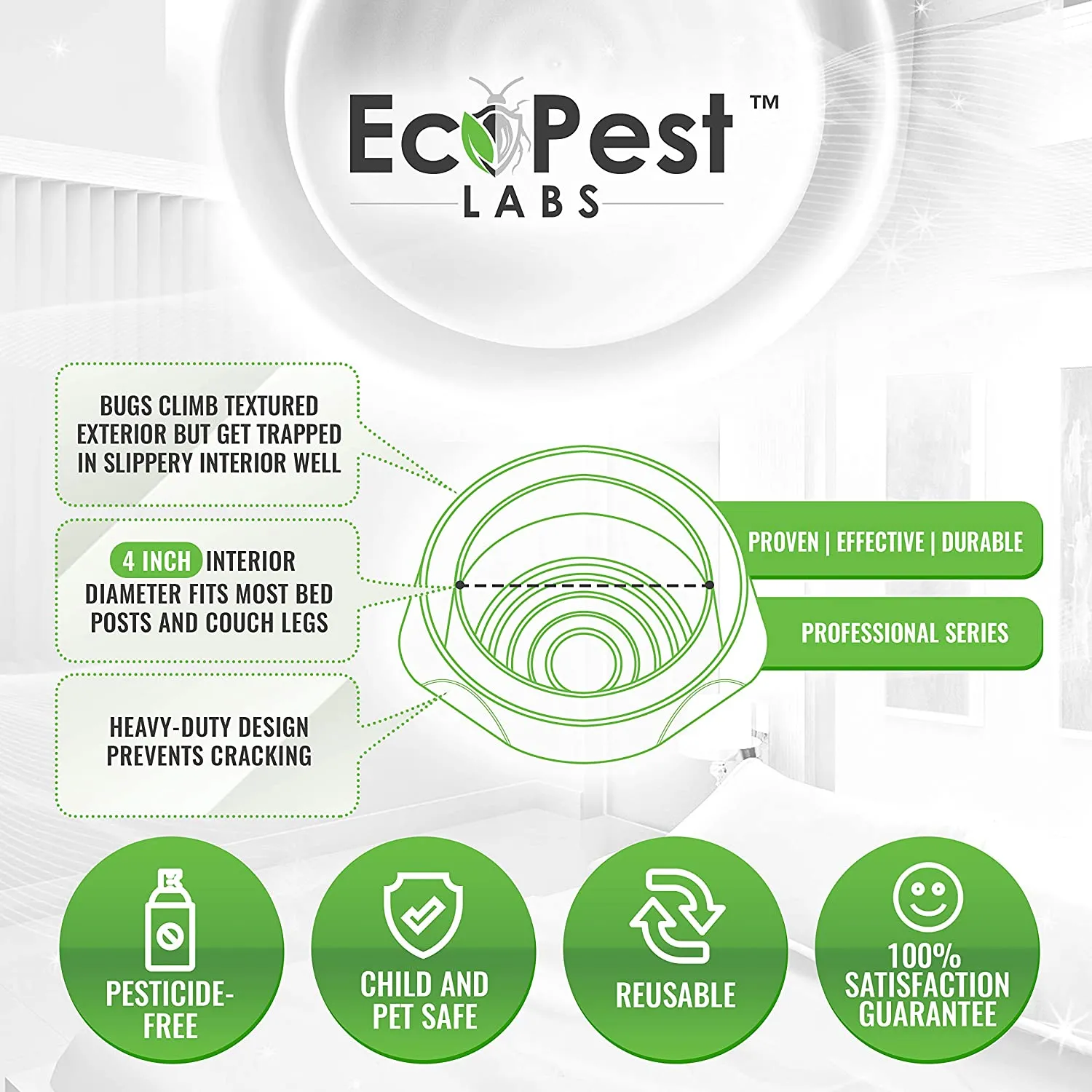 New in box! Bed Bug Interceptors - 12 Pack | Bed Bug Blocker (Pro) Interceptor Traps (Black) | Eco Friendly Insect Trap for Bed Legs | No Chemicals or Pesticides | Monitor, Detector, and Trap for Bed Bugs