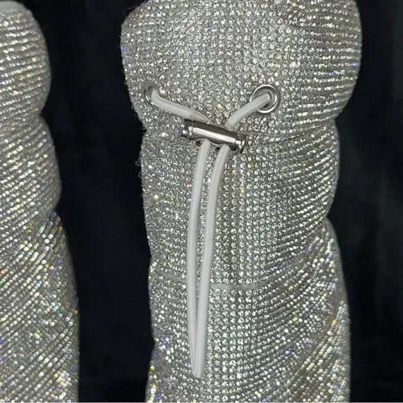 New in box, Steve Madden Rhinestones Silver Puffer Stiletto Dress Booties
