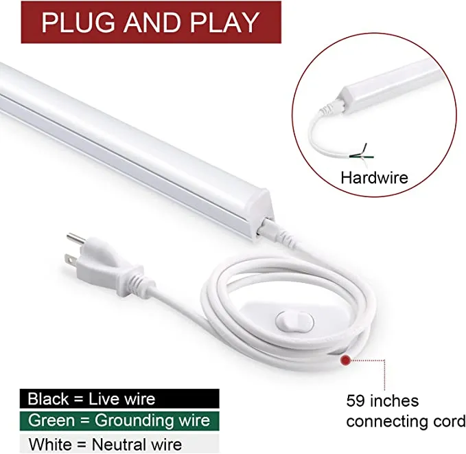 New Kihung (Pack of 8) LED Shop Lights 4FT, 20W, 2200LM, 4000K Cool White, Utility led Shop Light, LED Ceiling Light and Under Cabinet Light, Corded Electric with Built-in ON/Off Switch