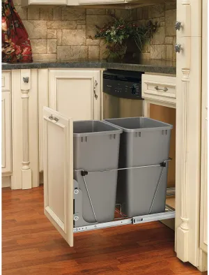 New Rev-A-Shelf RV-18KD-17C S Double 35 Quart Pullout Waste Containers, Grey! Retails 263 