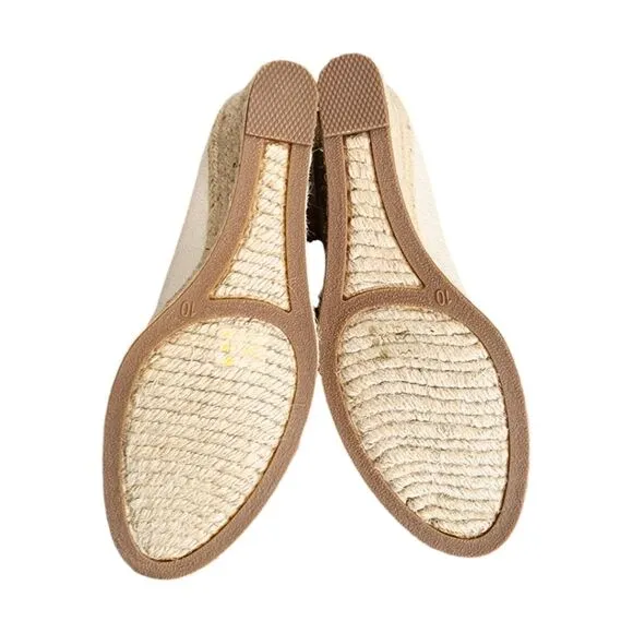 NWOT New J Crew Seville Tan gold metallic espadrille Canvas Wedges Shoe Size 10