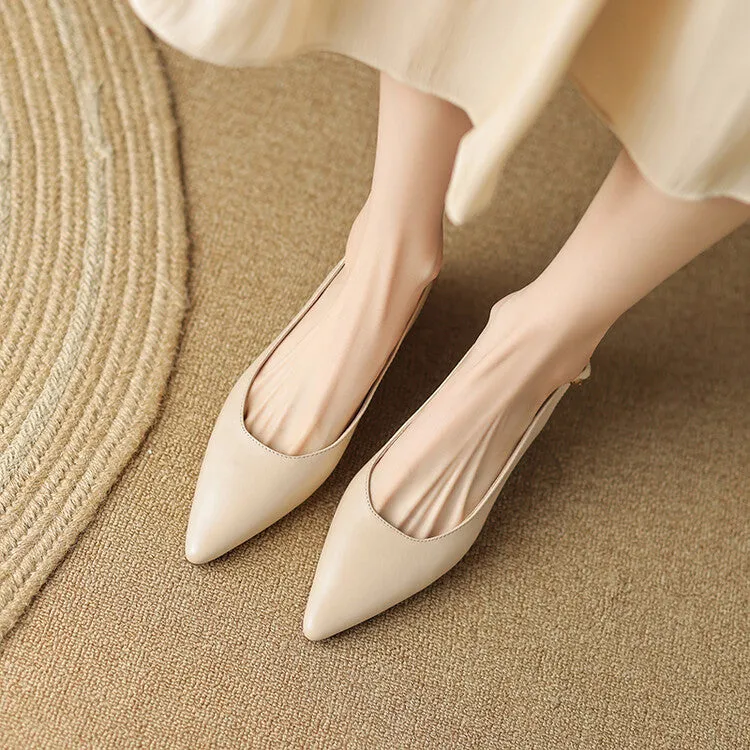 Off-White Beige Black Block Heel Slingback Pumps #001086