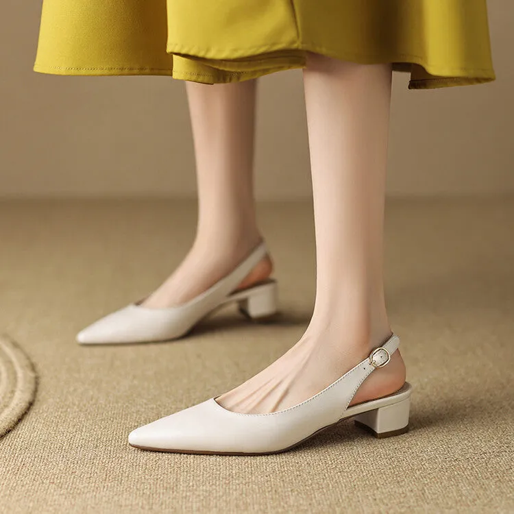 Off-White Block Heel Slingback Pumps #001086C