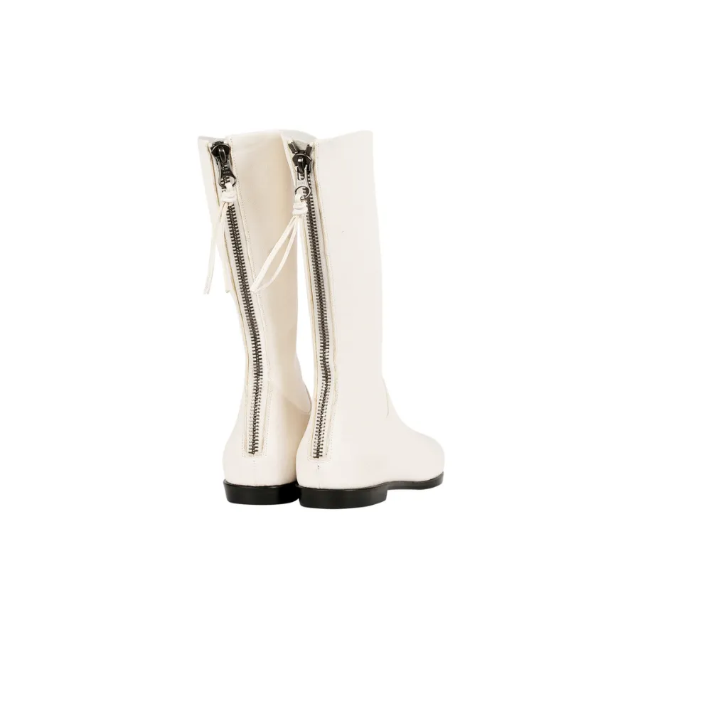 Old Iron Leather Boots in Bianco