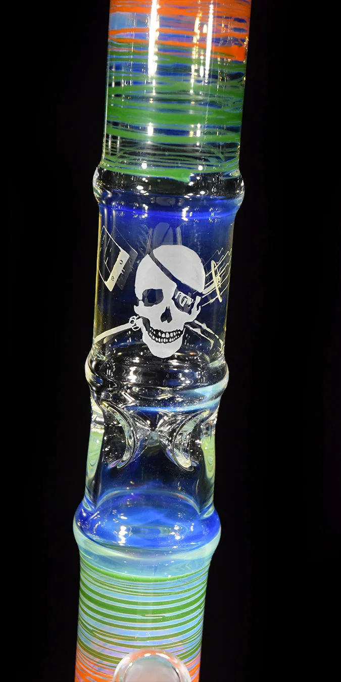 Old School Style Bong with Orange and Green Wrap Bands by Phil Sundling