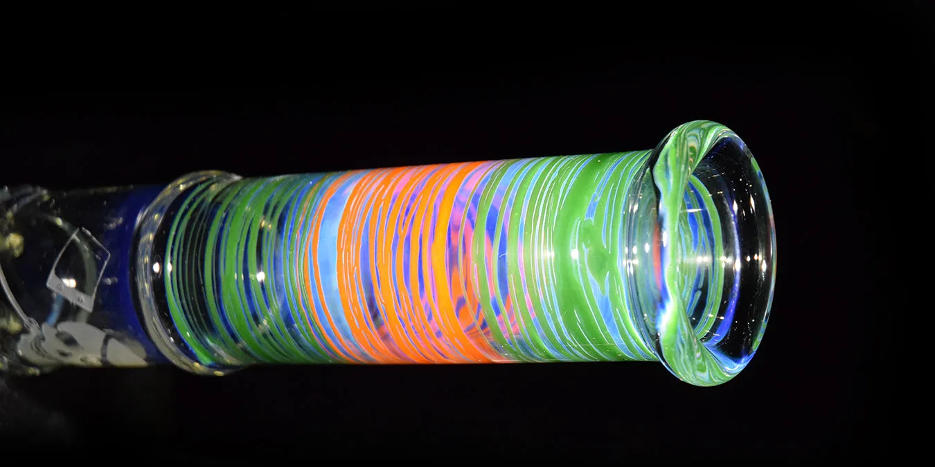 Old School Style Bong with Orange and Green Wrap Bands by Phil Sundling