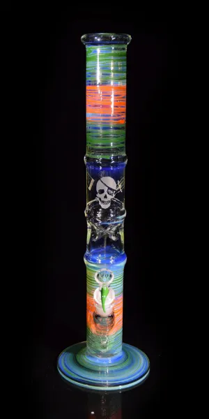 Old School Style Bong with Orange and Green Wrap Bands by Phil Sundling