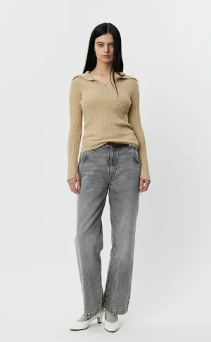 Open Placket Polo - Oatmeal Snug