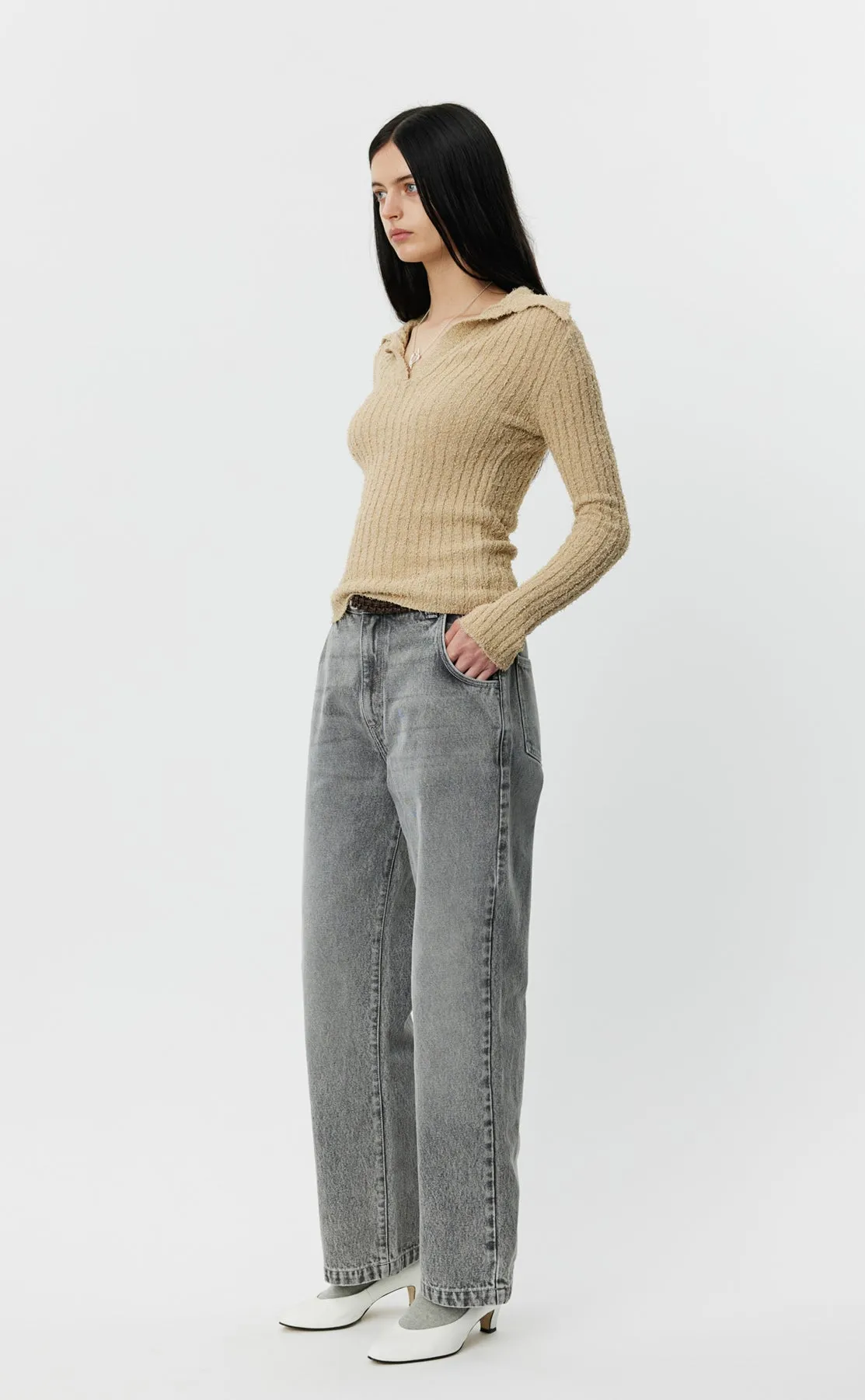 Open Placket Polo - Oatmeal Snug