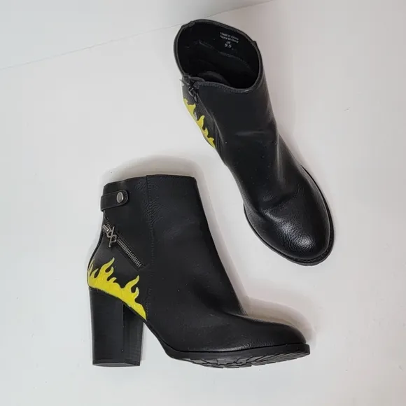 PARKER &amp; SKY Black leather stacked heel booties size 9.5