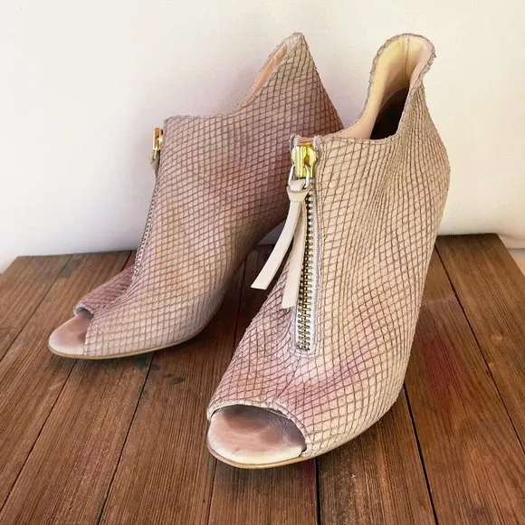 Paul Green Mallory reptile embossed peep toe ankle booties