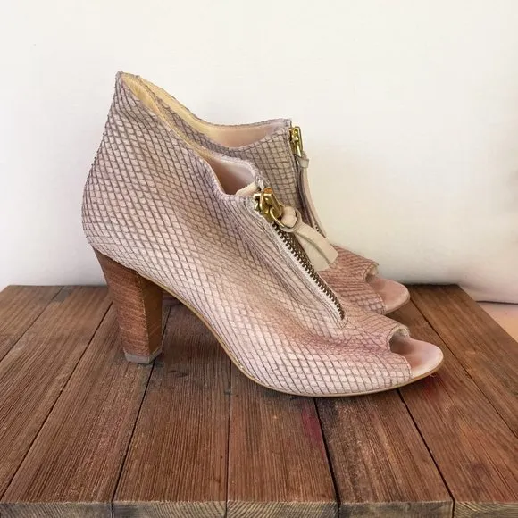Paul Green Mallory reptile embossed peep toe ankle booties