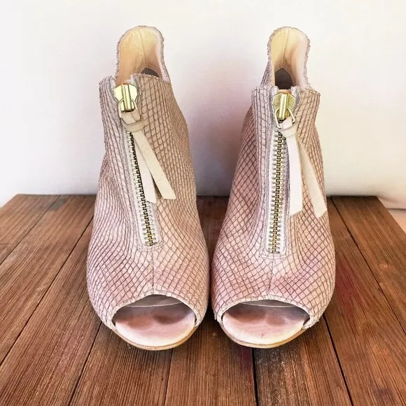 Paul Green Mallory reptile embossed peep toe ankle booties
