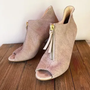 Paul Green Mallory reptile embossed peep toe ankle booties