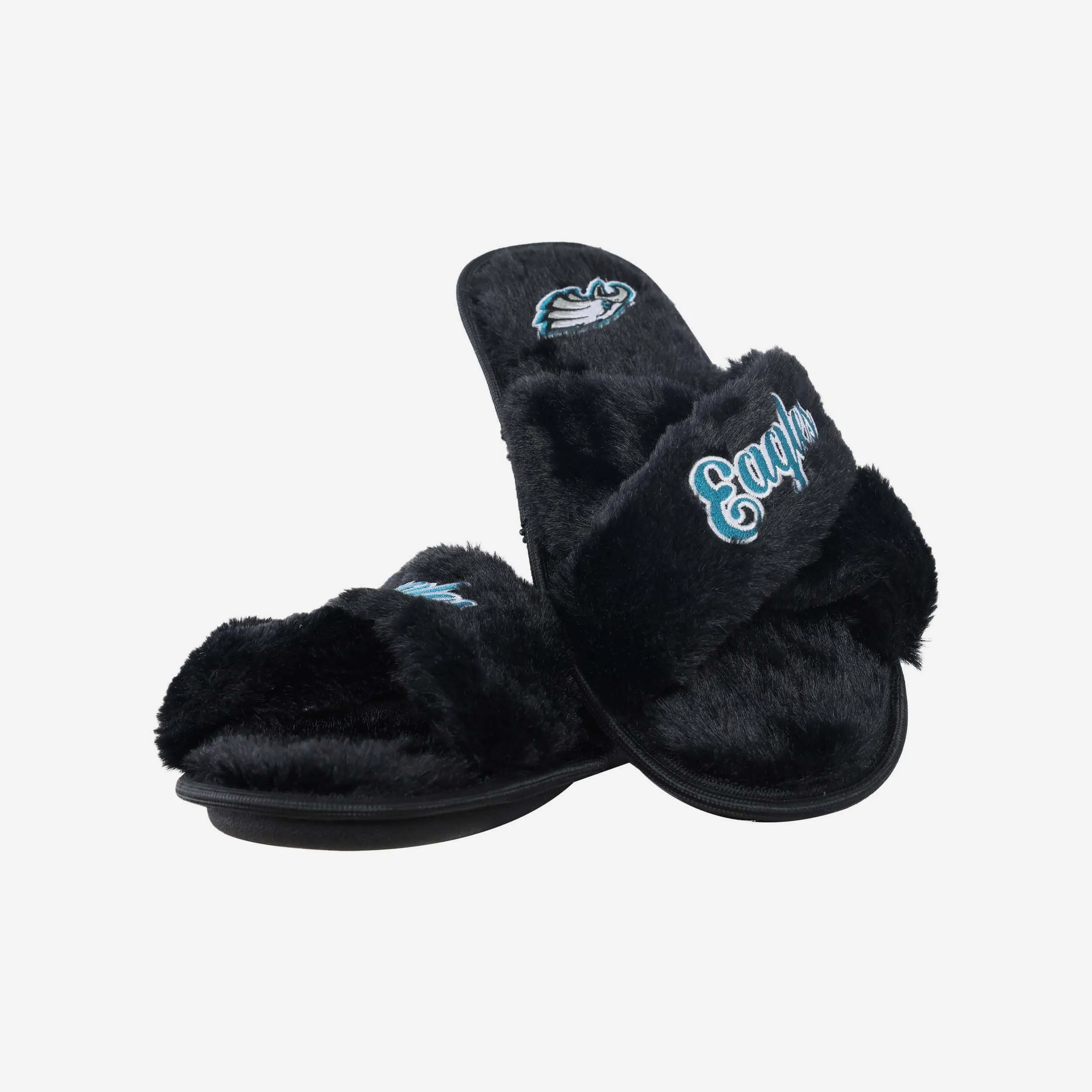 Philadelphia Eagles Womens Script Wordmark Fur Cross Slide
