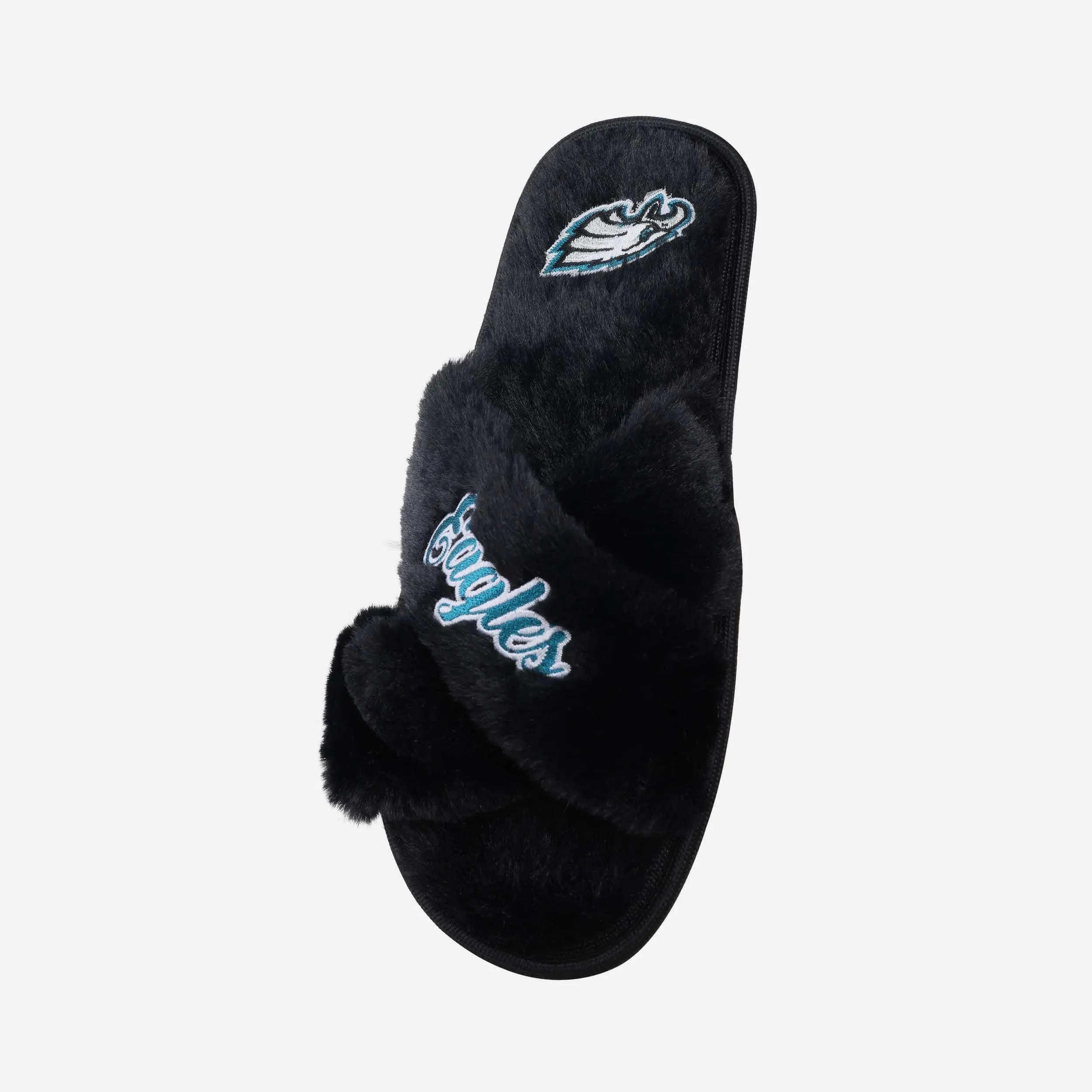 Philadelphia Eagles Womens Script Wordmark Fur Cross Slide