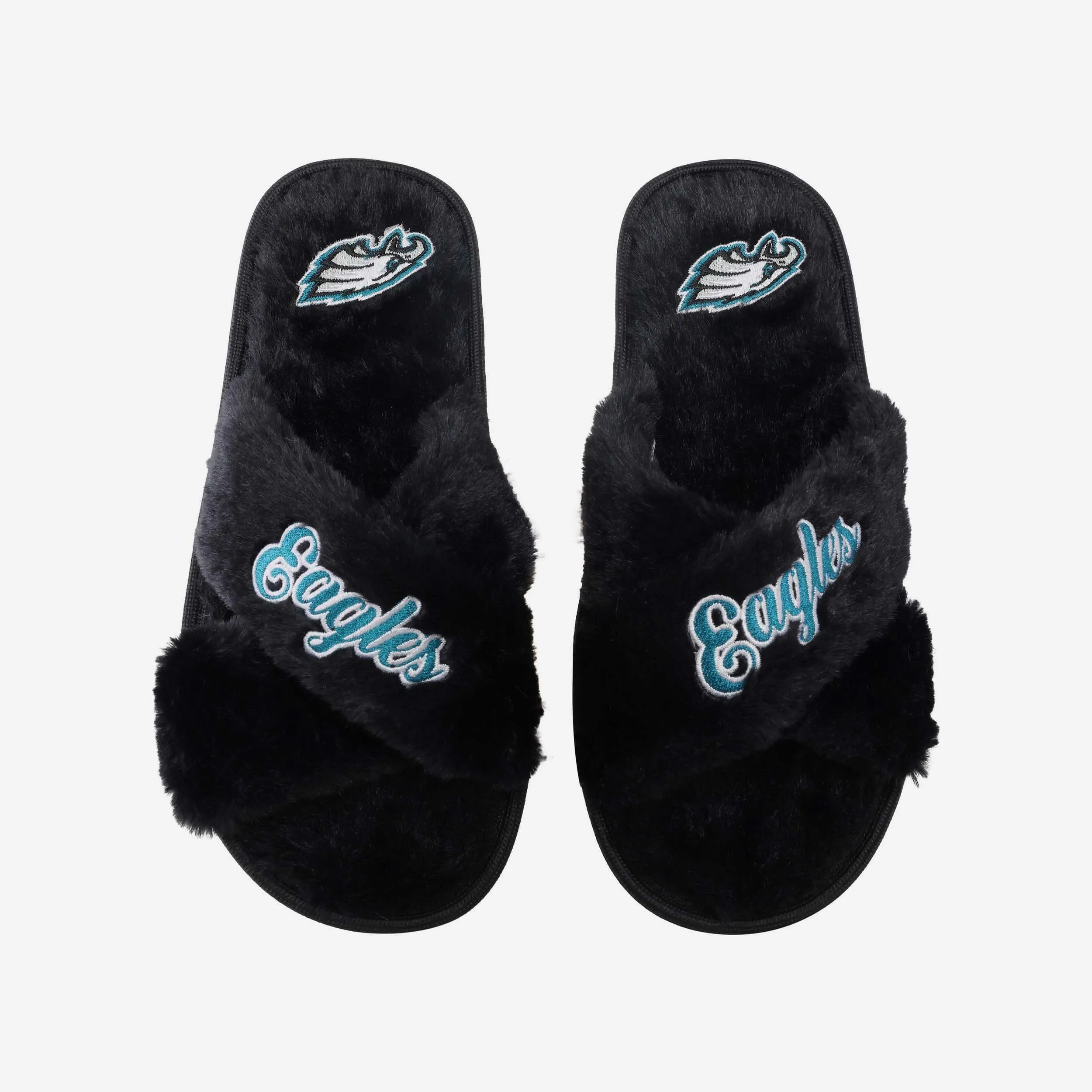 Philadelphia Eagles Womens Script Wordmark Fur Cross Slide