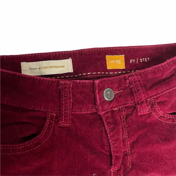 Pilcro   The Letterpress Red Corduroy Zipper Jeans