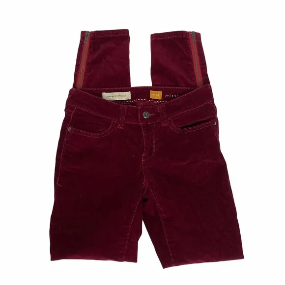 Pilcro   The Letterpress Red Corduroy Zipper Jeans