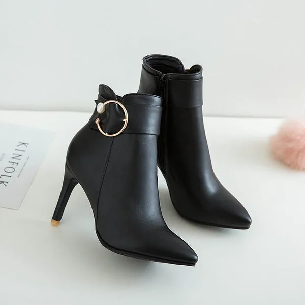 Pointed Stiletto Booties Female White High Heels Martin Boots Wild Autumn Boots Women