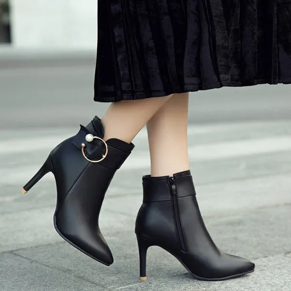 Pointed Stiletto Booties Female White High Heels Martin Boots Wild Autumn Boots Women