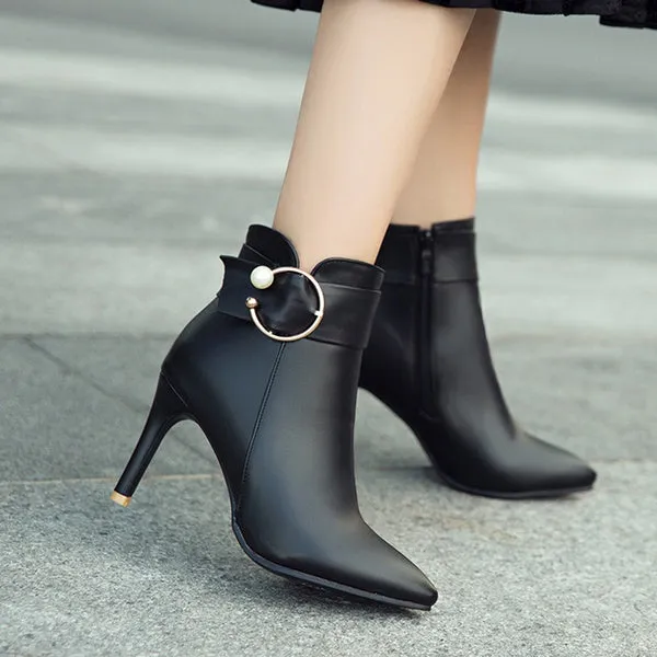 Pointed Stiletto Booties Female White High Heels Martin Boots Wild Autumn Boots Women
