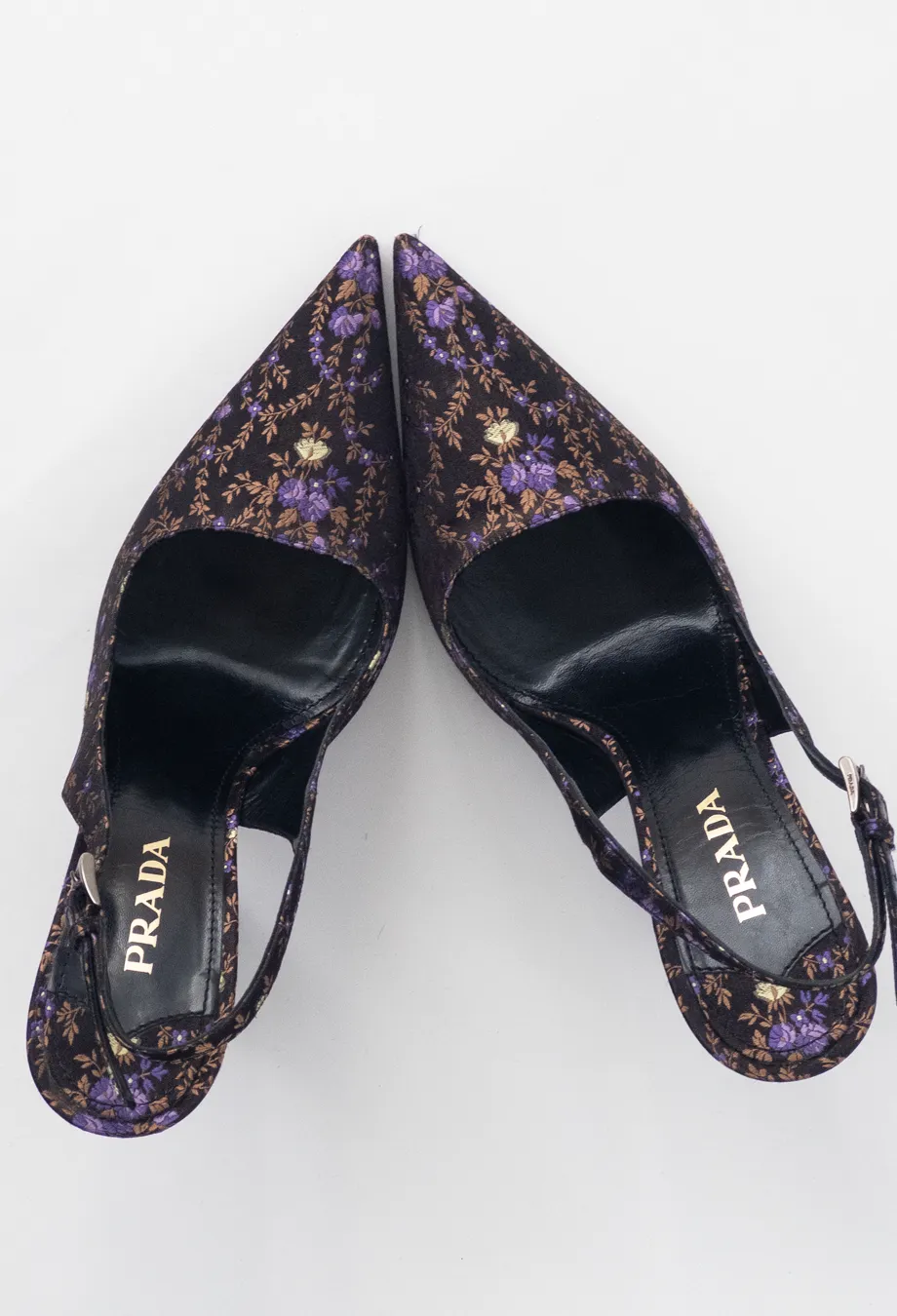 Prada Floral Silk Brocade Slingback Pumps