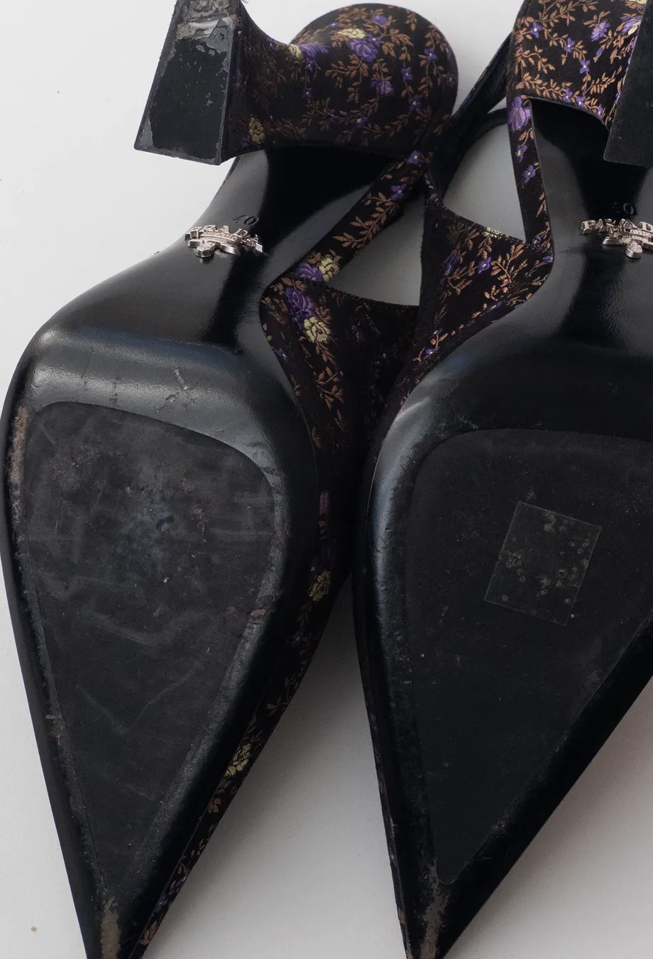 Prada Floral Silk Brocade Slingback Pumps