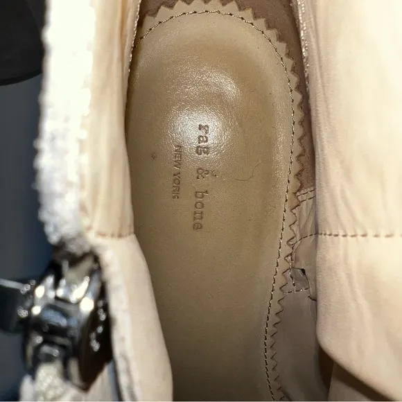 rag &amp; bone Margot Beige Suede Double Zipper Ankle Booties Sz 39