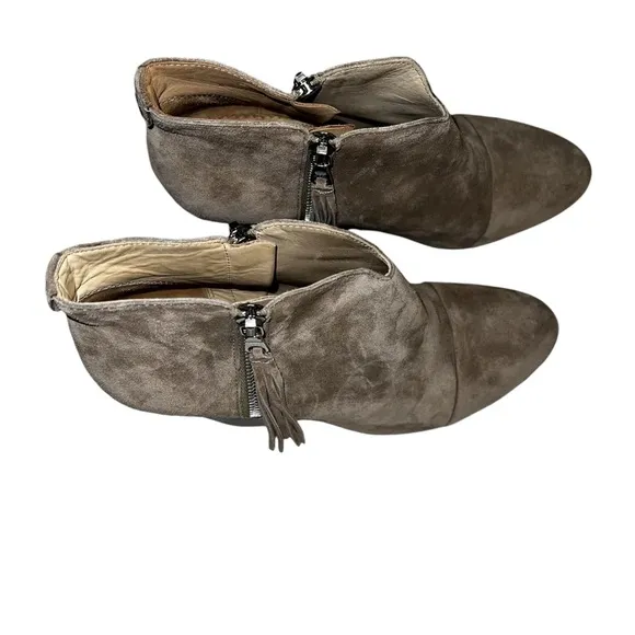 rag &amp; bone Margot Beige Suede Double Zipper Ankle Booties Sz 39