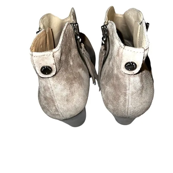rag &amp; bone Margot Beige Suede Double Zipper Ankle Booties Sz 39