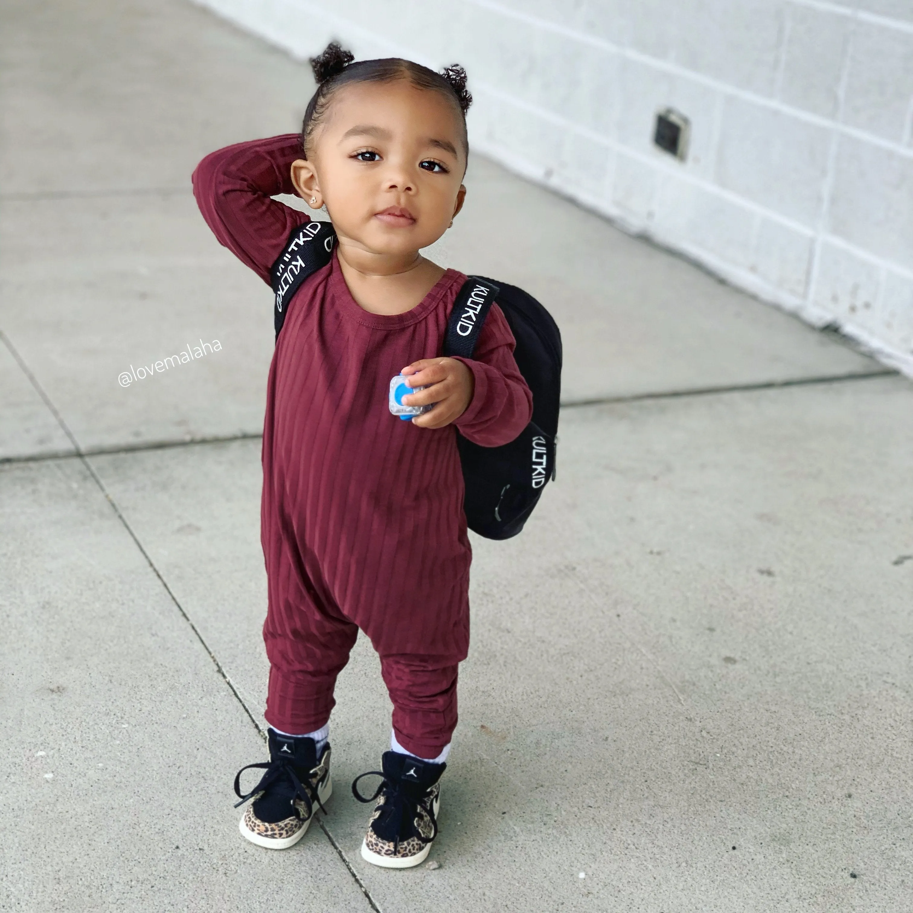 Ribbed Off Shoulder Jumpsuit in Burgundy