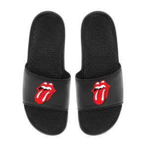 ROLLING STONES TONGUE LOGO - MENS BLACK SLIDES