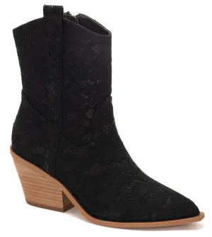 Rowdy Cowgirl Mid-Booties Black Lace