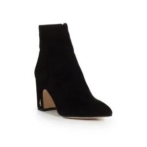 Sam Edelman Suede Booties Pointed Toe Hilty Ankle Block Black Women's Size 6.5