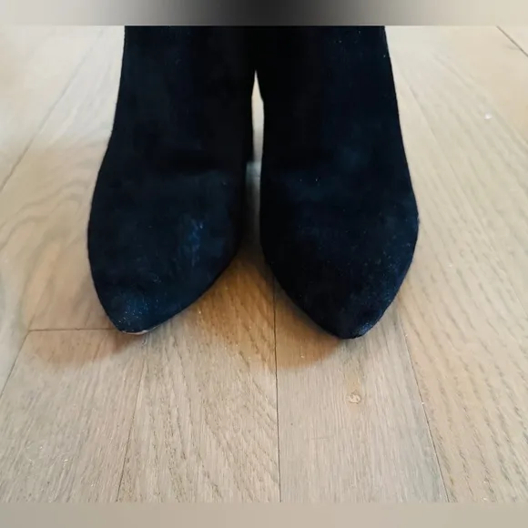 Sam Edelman Suede Booties Pointed Toe Hilty Ankle Block Black Women's Size 6.5