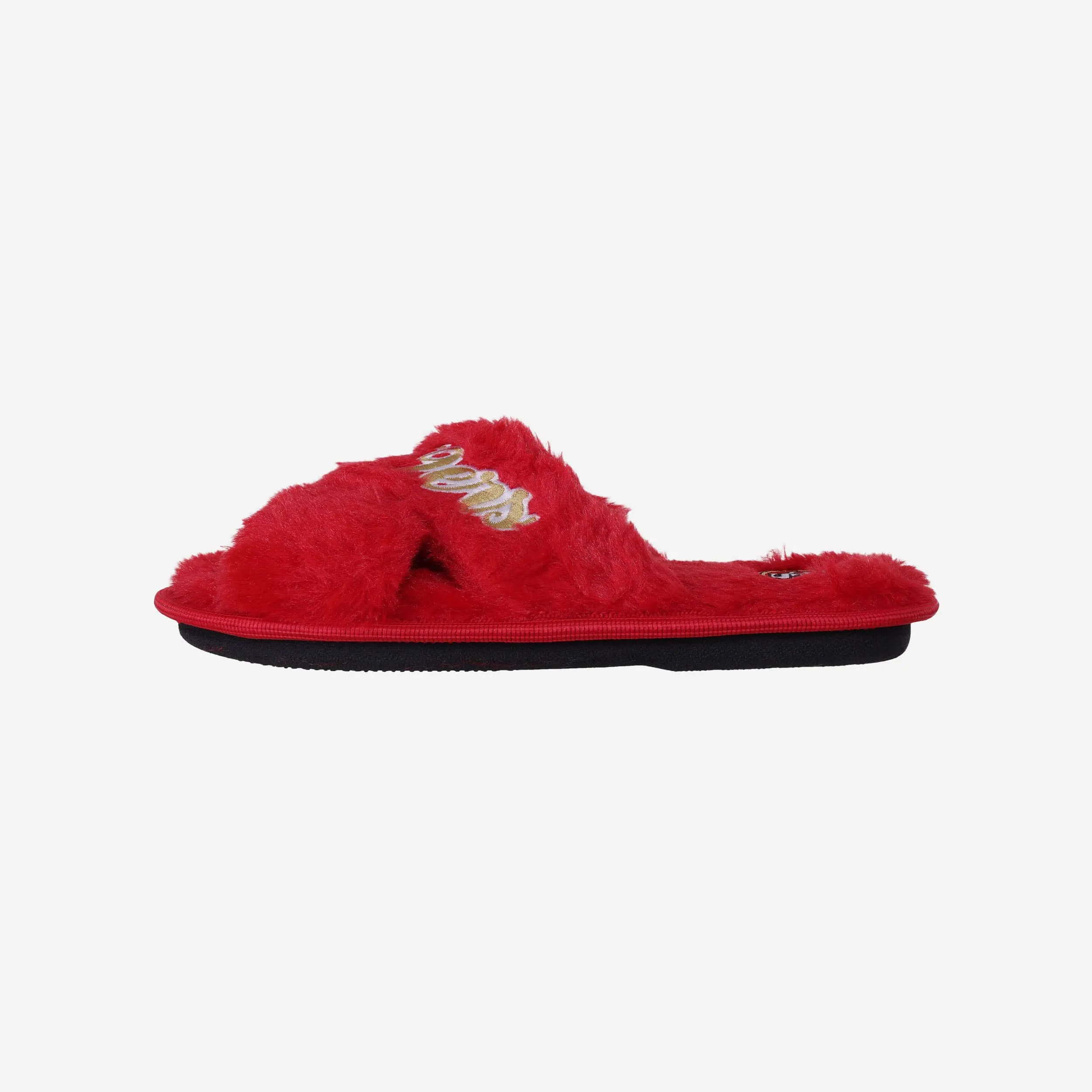 San Francisco 49ers Womens Script Wordmark Fur Cross Slide
