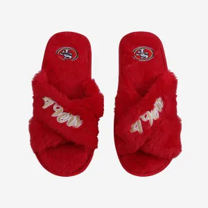 San Francisco 49ers Womens Script Wordmark Fur Cross Slide