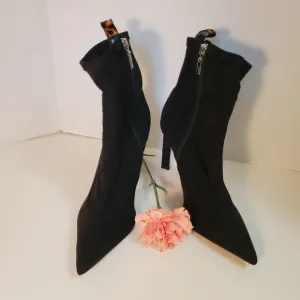 Schutz Benine Black/Natural Calf Hair High Heel Booties, Size 9.5