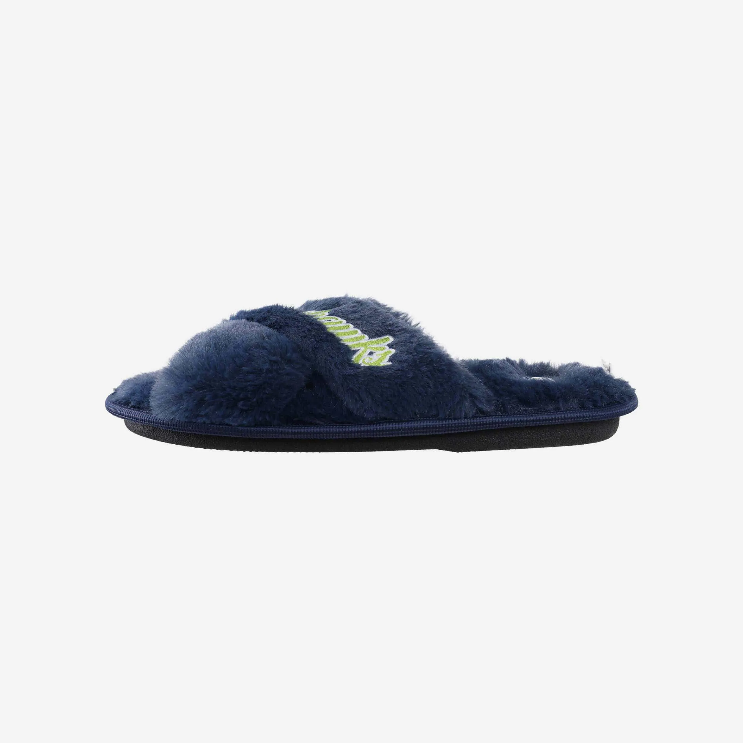 Seattle Seahawks Womens Script Wordmark Fur Cross Slide