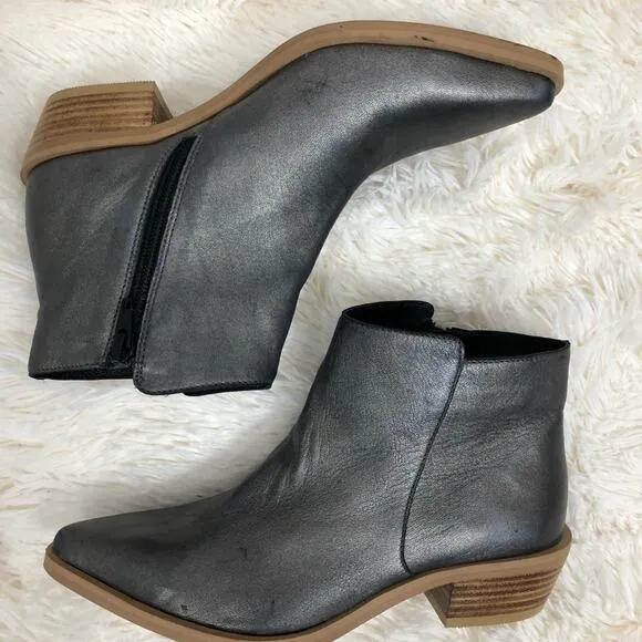 Shyanne Pewter Gray Leather Booties 6