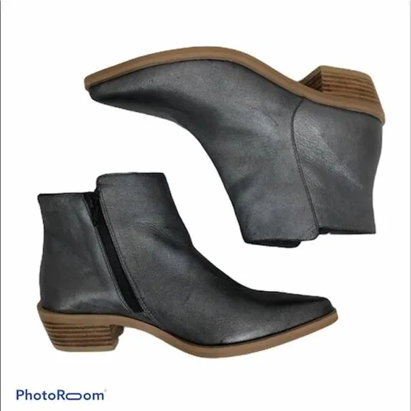 Shyanne Pewter Gray Leather Booties 6