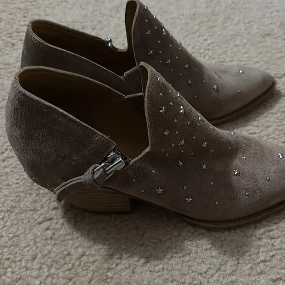 Sigerson Morrison Tan New Avola Haile Star Studded Pointed Toe Suede Bootie