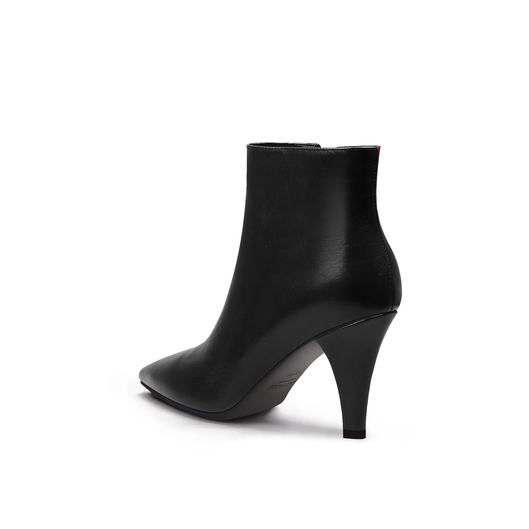 Simple Leather Stiletto Bootie - Black