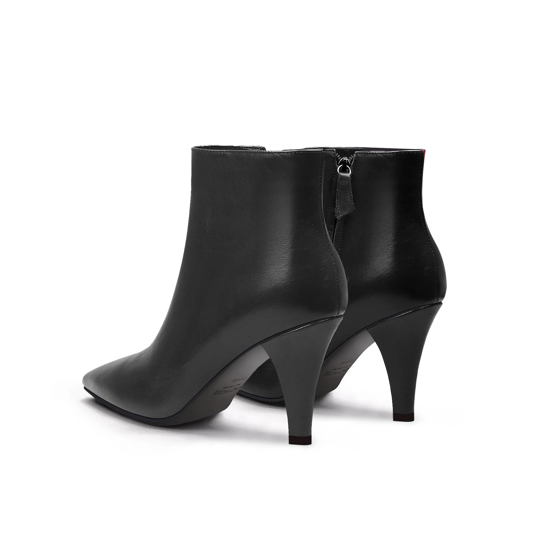 Simple Leather Stiletto Bootie - Black