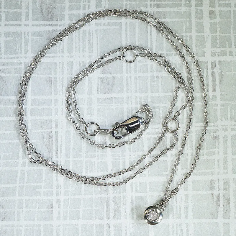 Sliding Solitaire Diamond Pendant in White Gold
